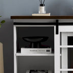 Meuble TV de cheminée blanc 59,13 po avec portes coulissantes en verre et étagère de rangement pour téléviseurs jusqu'à 65 po