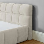 Cadre de lit King Size capitonné en tissu chenille, lit plateforme robuste avec tête de lit et cadre en bois massif