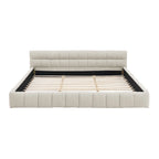Cadre de lit King Size capitonné en tissu chenille, lit plateforme robuste avec tête de lit et cadre en bois massif