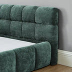 Cadre de lit King Size capitonné en tissu chenille, lit plateforme robuste avec tête de lit et cadre en bois massif