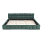 Cadre de lit King Size capitonné en tissu chenille, lit plateforme robuste avec tête de lit et cadre en bois massif