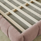 Cadre de lit King Size capitonné en tissu chenille, lit plateforme robuste avec tête de lit et cadre en bois massif