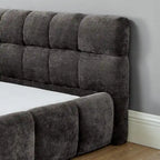 Cadre de lit King Size capitonné en tissu chenille, lit plateforme robuste avec tête de lit et cadre en bois massif