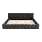 Cadre de lit King Size capitonné en tissu chenille, lit plateforme robuste avec tête de lit et cadre en bois massif