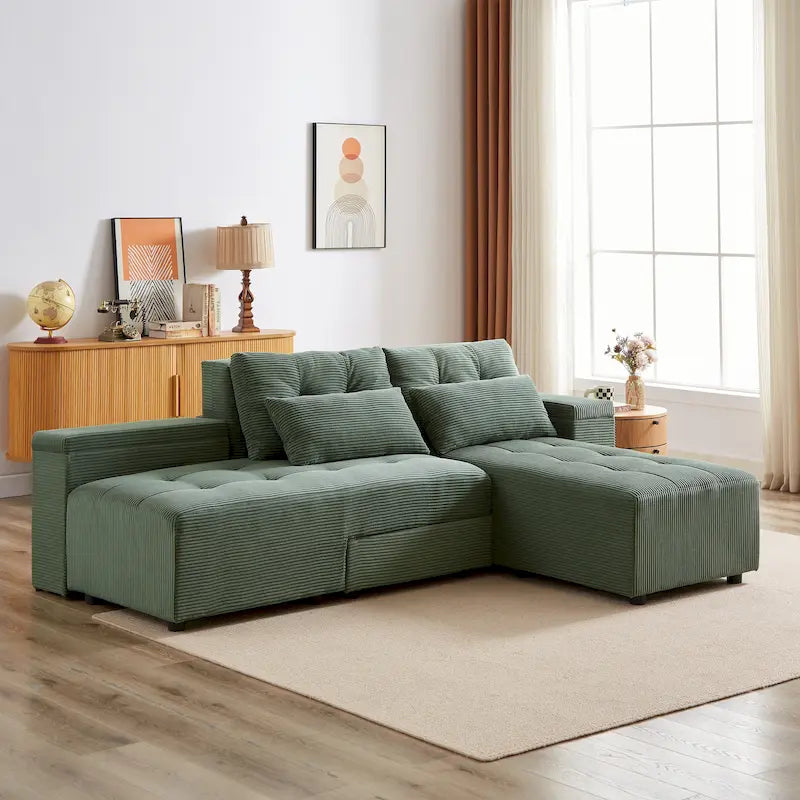 Canapé 3 places en velours côtelé modulable Emerson avec rangement et design personnalisable