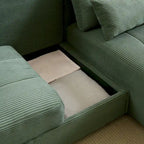 Canapé 3 places en velours côtelé modulable Emerson avec rangement et design personnalisable