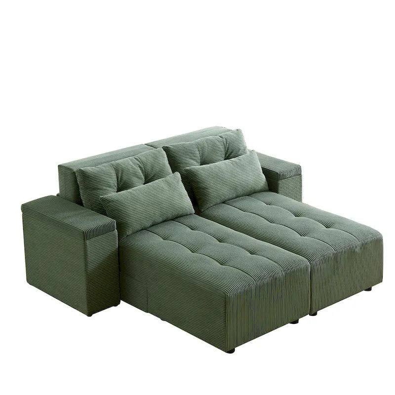 Canapé 3 places en velours côtelé modulable Emerson avec rangement et design personnalisable