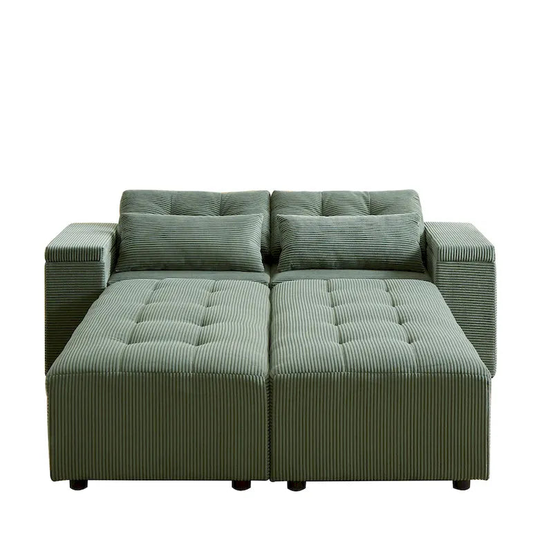Canapé 3 places en velours côtelé modulable Emerson avec rangement et design personnalisable