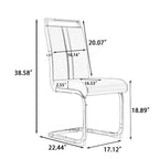 Chaise de salle à manger capitonnée à dossier haut en similicuir avec pieds en métal (Lot de 4)