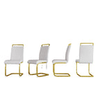 Chaise de salle à manger capitonnée à dossier haut en similicuir avec pieds en métal (Lot de 4)