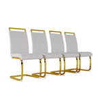 Chaise de salle à manger capitonnée à dossier haut en similicuir avec pieds en métal (Lot de 4)