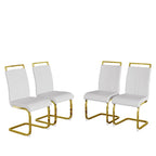 Chaise de salle à manger capitonnée à dossier haut en similicuir avec pieds en métal (Lot de 4)