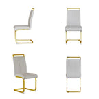 Chaise de salle à manger capitonnée à dossier haut en similicuir avec pieds en métal (Lot de 4)