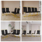 Chaise de salle à manger capitonnée à dossier haut en similicuir avec pieds en métal (Lot de 4)