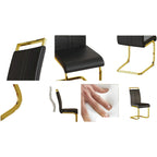 Chaise de salle à manger capitonnée à dossier haut en similicuir avec pieds en métal (Lot de 4)