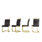 Chaise de salle à manger capitonnée à dossier haut en similicuir avec pieds en métal (Lot de 4)