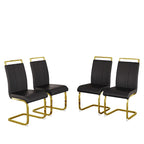 Chaise de salle à manger capitonnée à dossier haut en similicuir avec pieds en métal (Lot de 4)