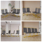 Chaise de salle à manger capitonnée à dossier haut en similicuir avec pieds en métal (Lot de 4)