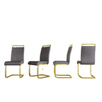 Chaise de salle à manger capitonnée à dossier haut en similicuir avec pieds en métal (Lot de 4)