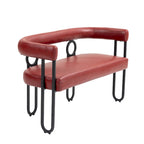 Canapé deux places moderne en tissu chenille avec accoudoirs et pieds en métal pour salon
