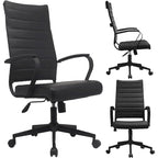 Fauteuil de bureau moderne à dossier haut, en cuir PU nervuré, pivotant et inclinable, pour salle de conférence, chaise de bureau avec coussin, pour patron