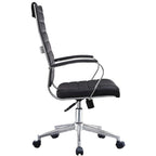 Fauteuil de bureau moderne à dossier haut, en cuir PU nervuré, pivotant et inclinable, pour salle de conférence, chaise de bureau avec coussin, pour patron