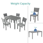 Ensemble table et chaises de salle à manger 5 pièces, table à manger rectangulaire en bois avec 4 chaises rembourrées à dossier haut et 1 banc