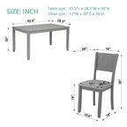 Ensemble table et chaises de salle à manger 5 pièces, table à manger rectangulaire en bois avec 4 chaises rembourrées à dossier haut et 1 banc