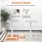 Petit bureau debout de 108 cm de hauteur, mobile, portable, sur roulettes, pour ordinateur portable, réglable en hauteur avec roues