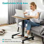 Petit bureau debout de 108 cm de hauteur, mobile, portable, sur roulettes, pour ordinateur portable, réglable en hauteur avec roues