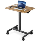 Petit bureau debout de 108 cm de hauteur, mobile, portable, sur roulettes, pour ordinateur portable, réglable en hauteur avec roues