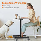 Petit bureau debout de 108 cm de hauteur, mobile, portable, sur roulettes, pour ordinateur portable, réglable en hauteur avec roues