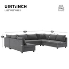 Canapé modulaire sectionnel en forme de U en chenille 116, 8 places