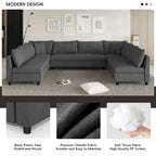 Canapé modulaire sectionnel en forme de U en chenille 116, 8 places