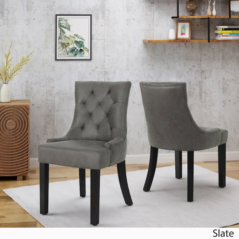 Chaises de salle à manger Hayden traditionnelles en microfibre (lot de 2)