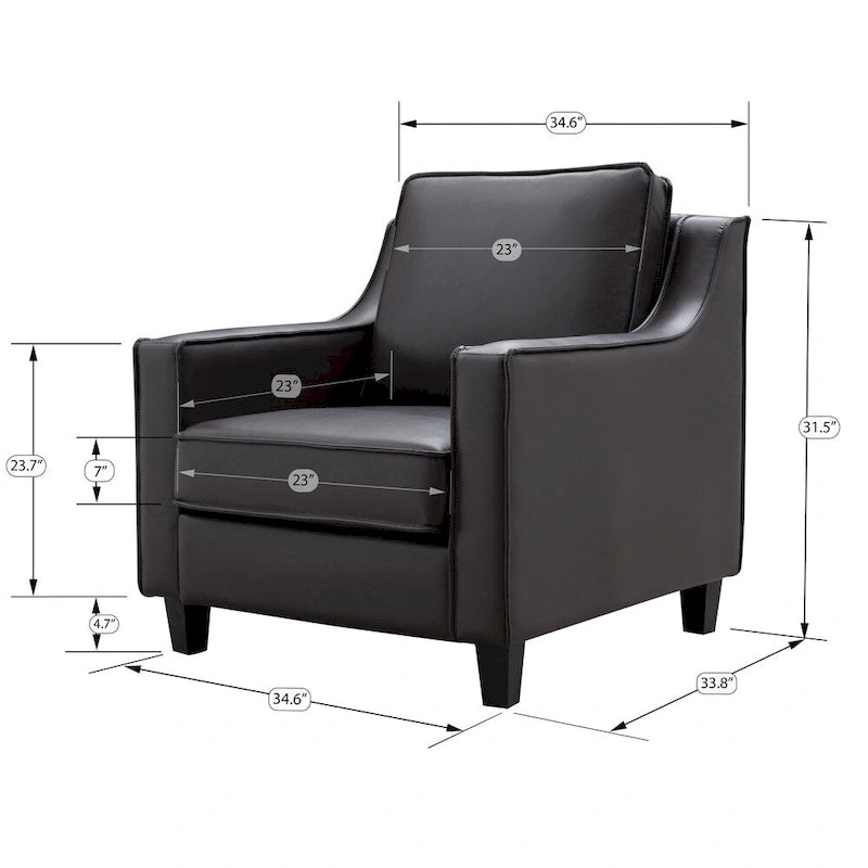 Fauteuil Club Rembourré en Vinyle Kayn Contemporary