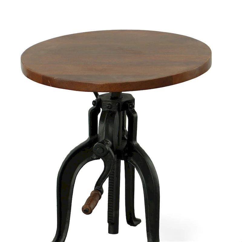 Table d'appoint réglable Regan - Dessus couleur châtaigne - Base noire