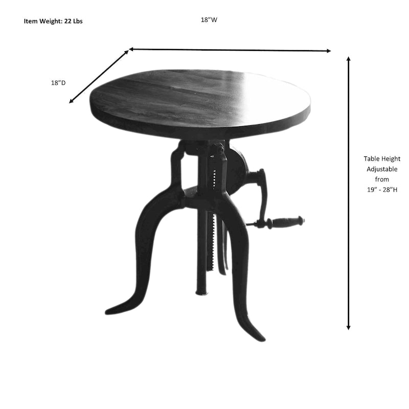 Table d'appoint réglable Regan - Dessus couleur châtaigne - Base noire