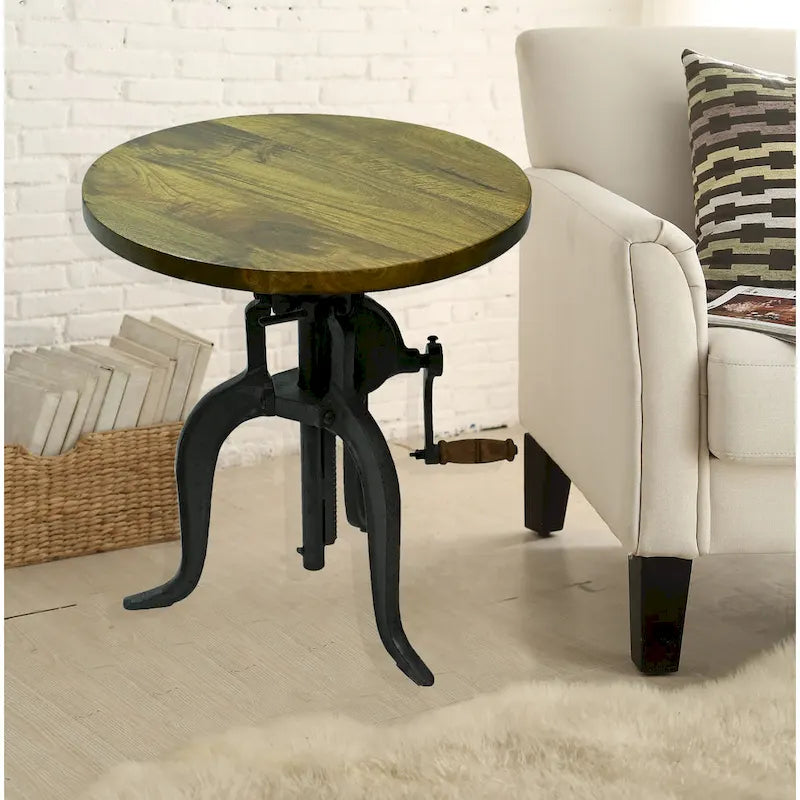 Table d'appoint réglable Regan - Dessus couleur châtaigne - Base noire