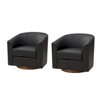 Lot de 2 chaises Haley Modernes pivotantes en similicuir avec base en bois massif