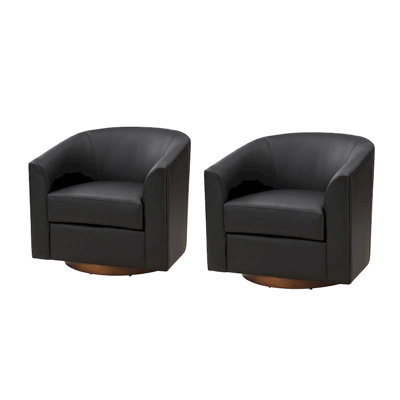 Lot de 2 chaises Haley Modernes pivotantes en similicuir avec base en bois massif