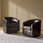Lot de 2 chaises Haley Modernes pivotantes en similicuir avec base en bois massif