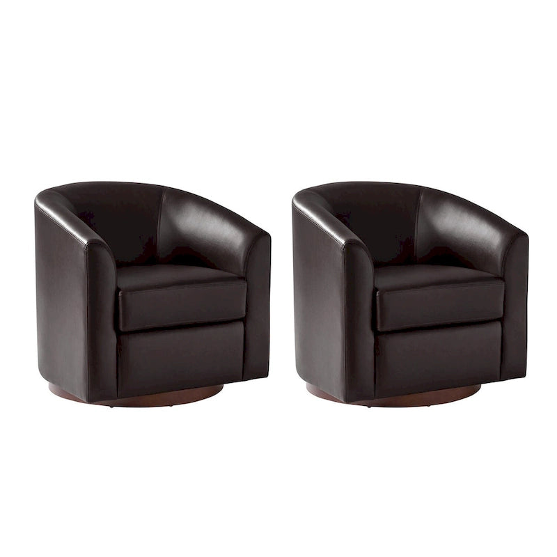 Lot de 2 chaises Haley Modernes pivotantes en similicuir avec base en bois massif