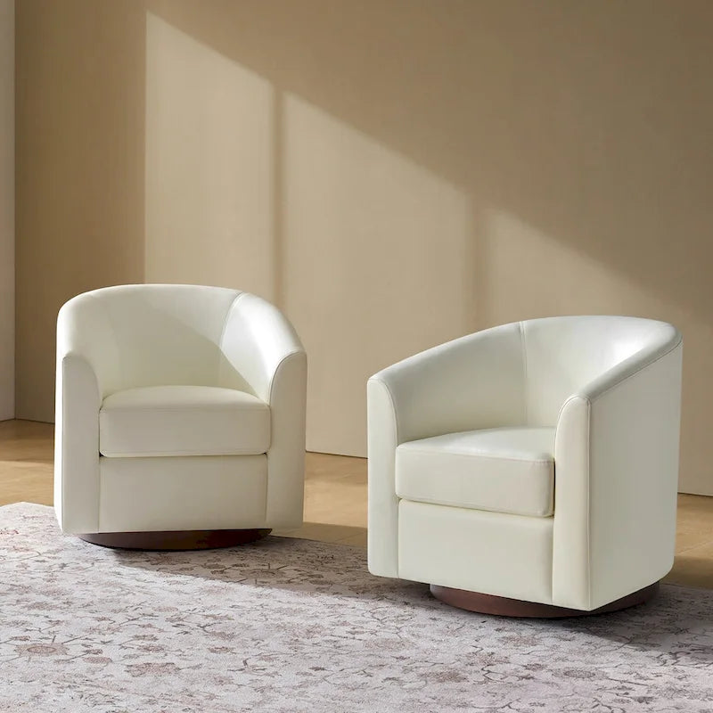 Lot de 2 chaises Haley Modernes pivotantes en similicuir avec base en bois massif