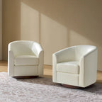 Lot de 2 chaises Haley Modernes pivotantes en similicuir avec base en bois massif