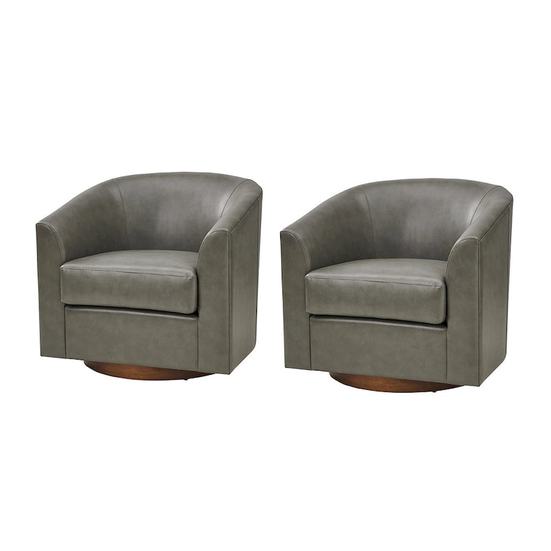 Lot de 2 chaises Haley Modernes pivotantes en similicuir avec base en bois massif
