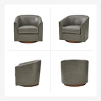 Lot de 2 chaises Haley Modernes pivotantes en similicuir avec base en bois massif