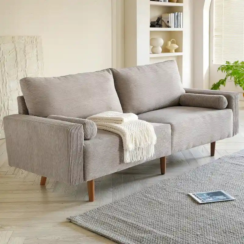 Canapé rembourré de style Mid-Century Modern avec traversins