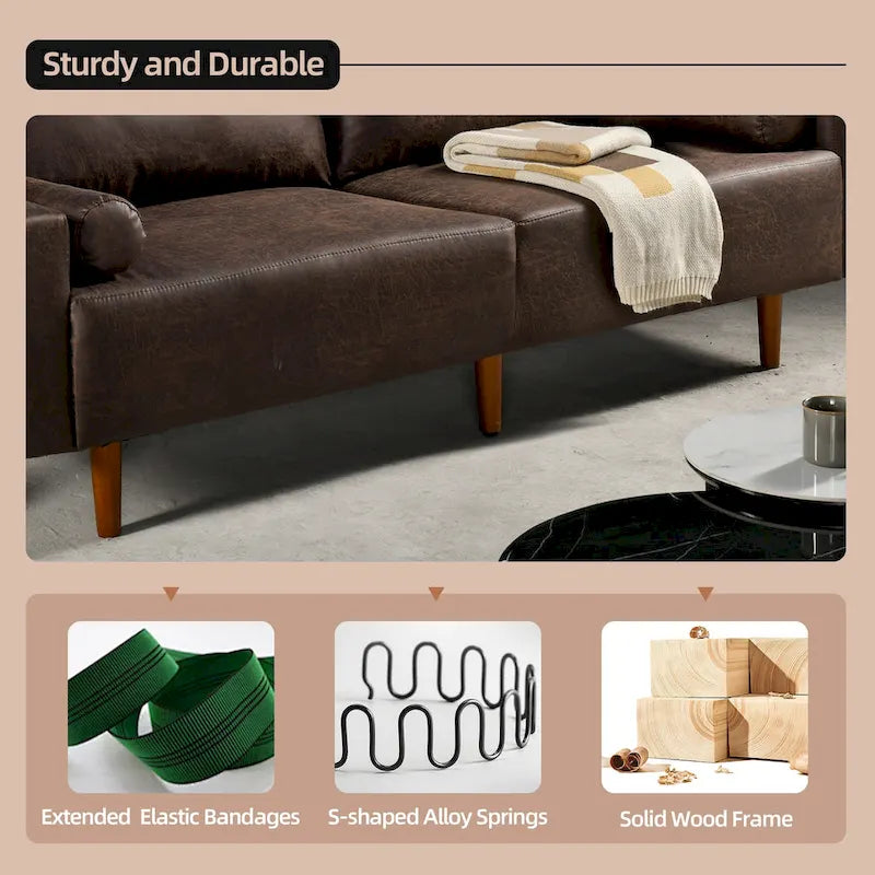 Canapé rembourré de style Mid-Century Modern avec traversins