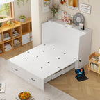 Armoire-lit moderne en bois blanc, commode et armoire 2-en-1